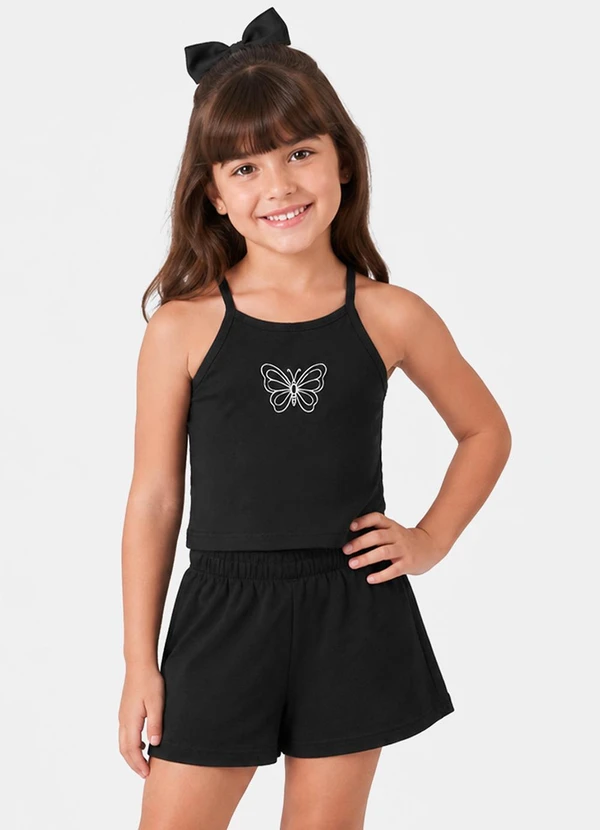 Select - Conjunto Feminino Regata e Short Infantil Preto