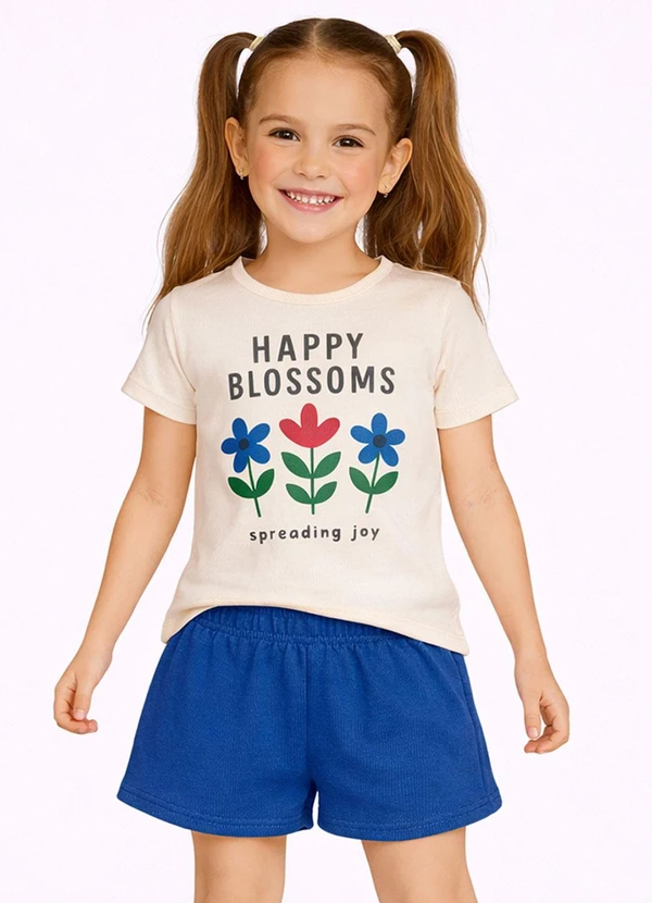 Select - Conjunto Feminino Short e Blusa Estampada Bege