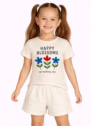 Select - Conjunto Feminino Short e Blusa Estampada Bege - SELECT