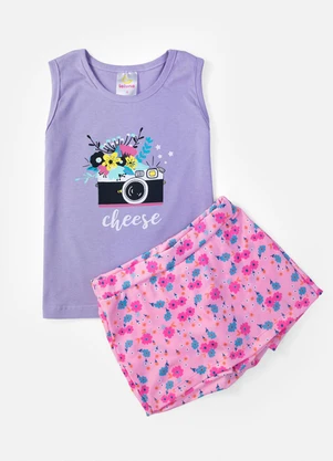 Laluna - Conjunto Feminino Shorts Saia Cheese Lilás - LALUNA