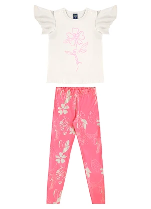 Bee Loop - Conjunto Floral Blusa Legging Bege - BEE LOOP