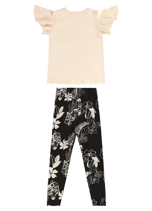 Bee Loop - Conjunto Floral Blusa Legging Bege - BEE LOOP