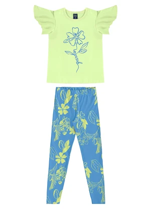 Bee Loop - Conjunto Floral Blusa Legging Verde - BEE LOOP