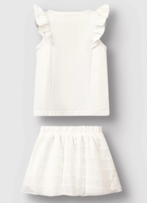 Carinhoso - Conjunto Floral com Aplique Menina Off White 3