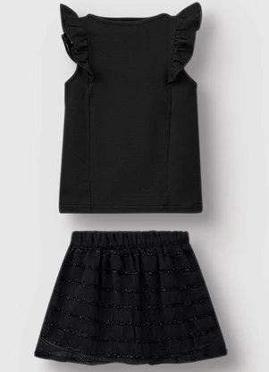 Carinhoso - Conjunto Floral com Aplique Menina Preto - CARINHOSO