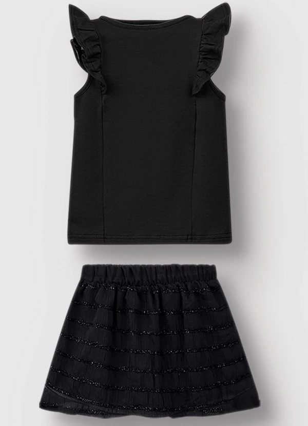 Carinhoso - Conjunto Floral com Aplique Menina Preto 2