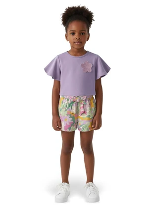 Malwee Kids - Conjunto Floral com Bordado Lavanda - MALWEE KIDS