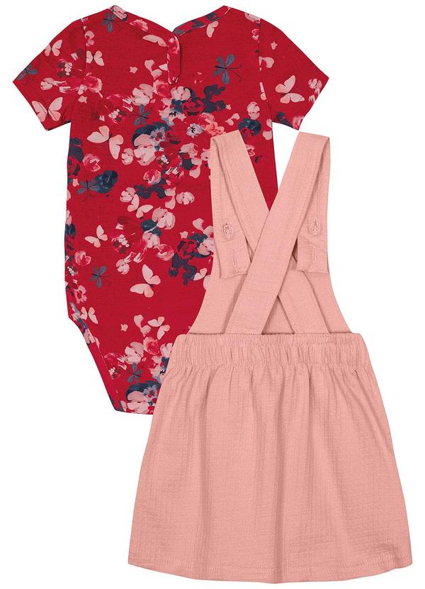 Carinhoso - Conjunto Floral com Bordado Menina Vermelho 2