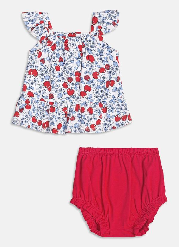 Momi - Conjunto Floral com Cerejas Azul