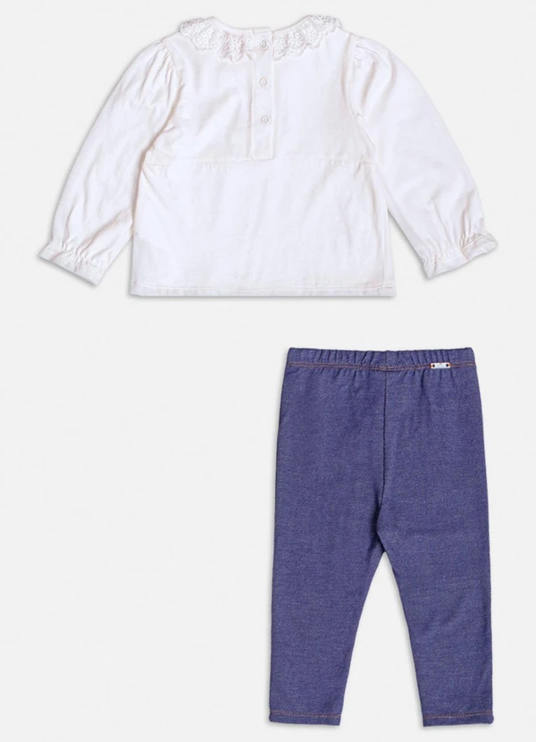 Momi - Conjunto Floral com Gola de Babado Azul 2