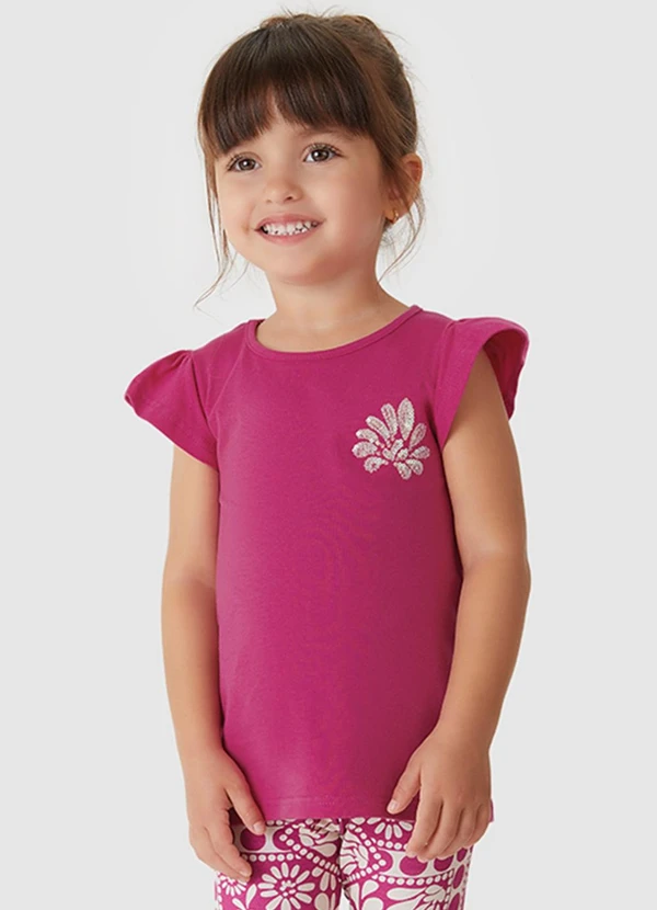 Carinhoso - Conjunto Floral com Lantejoula Rosa Escuro 2