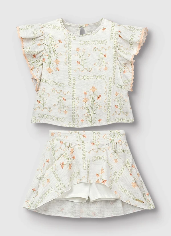 Carinhoso - Conjunto Floral com Lurex Off White