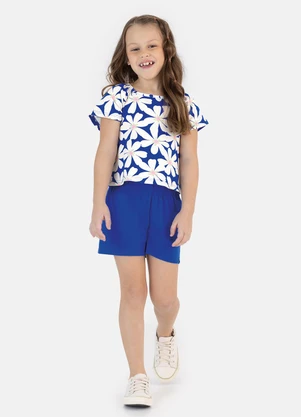 Malwee Kids - Conjunto Floral em Cotton Azul - MALWEE KIDS