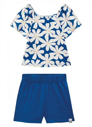 Malwee Kids - Conjunto Floral em Cotton Azul - MALWEE KIDS