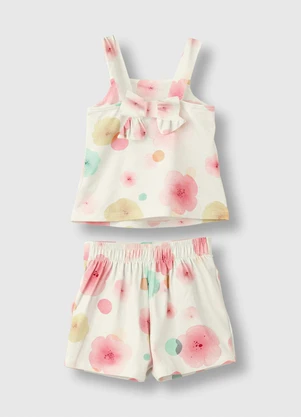 Carinhoso - Conjunto Floral em Cotton Off White - CARINHOSO