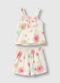 Carinhoso - Conjunto Floral em Cotton Rosa - variação: Off White