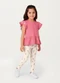Carinhoso - Conjunto Floral em Cotton Bege - variação: Rosa