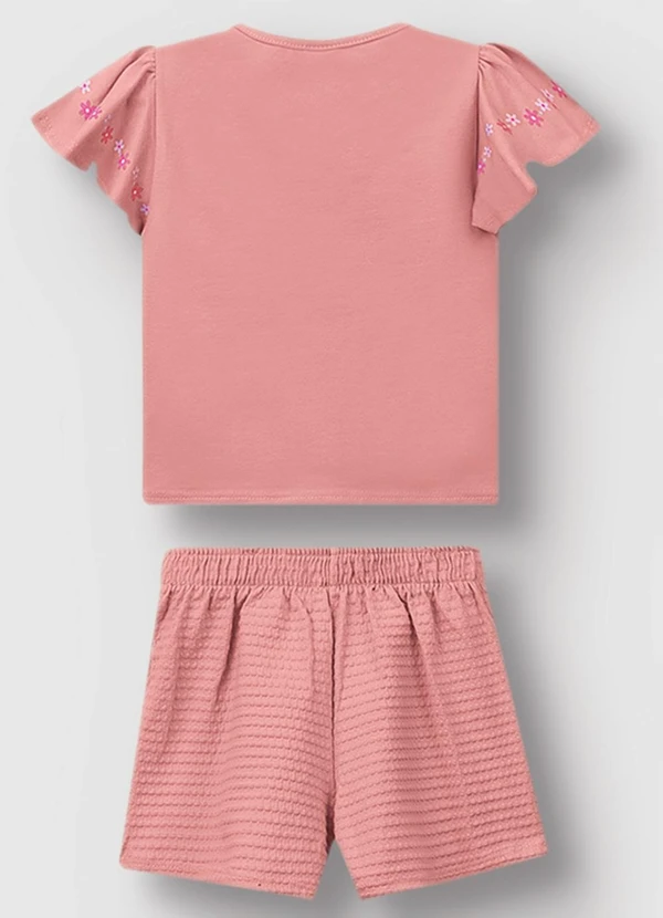 Carinhoso - Conjunto Floral em Malha Texturizada Rosê 2