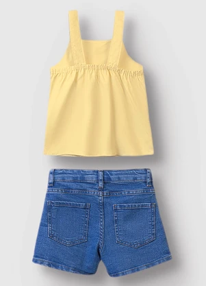 Carinhoso - Conjunto Floral & Jeans Menina Amarelo - CARINHOSO