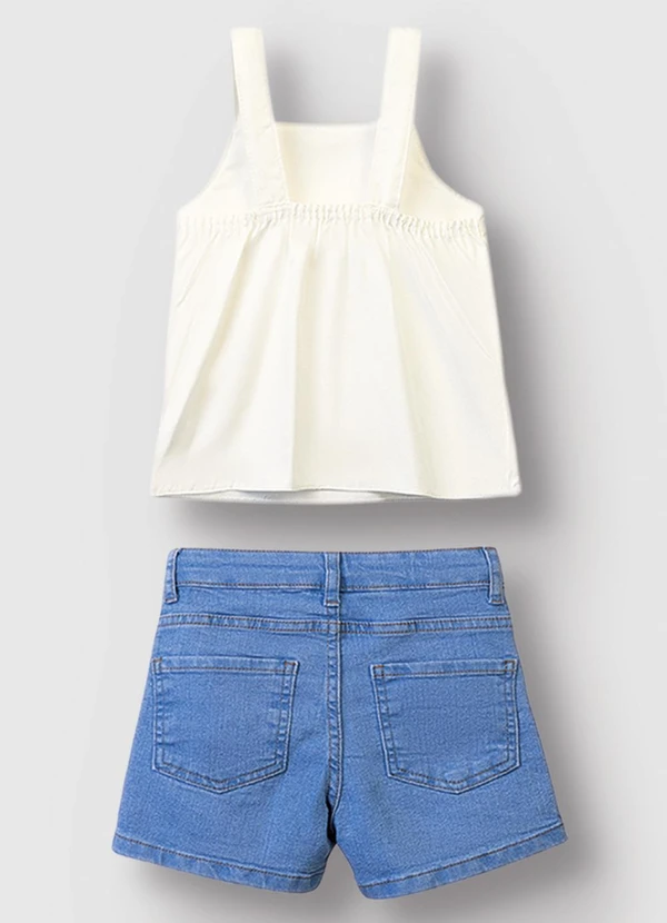 Carinhoso - Conjunto Floral & Jeans Menina Off White 5