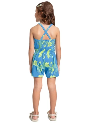 Bee Loop - Conjunto Floral Regata Cropped Short Azul - BEE LOOP