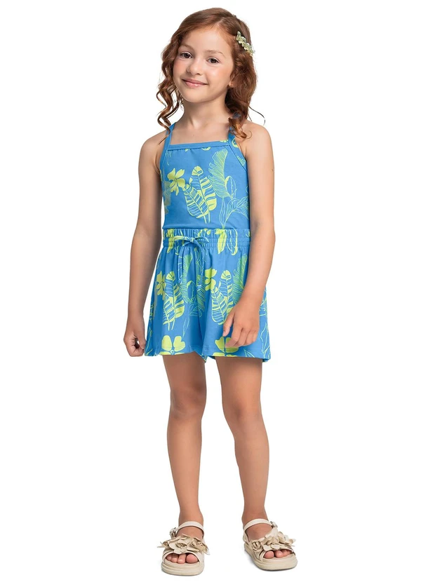 Bee Loop - Conjunto Floral Regata Cropped Short Azul