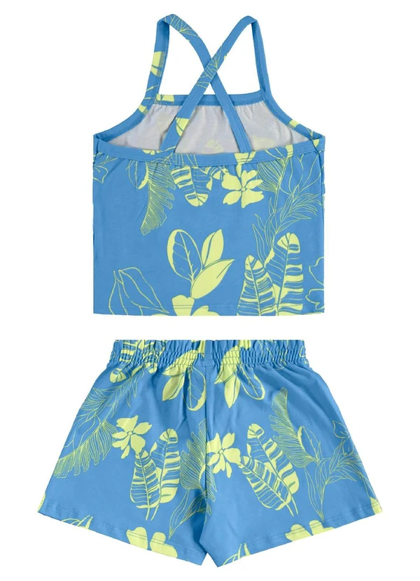 Bee Loop - Conjunto Floral Regata Cropped Short Azul 4