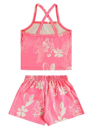 Bee Loop - Conjunto Floral Regata Cropped Short Rosa - BEE LOOP