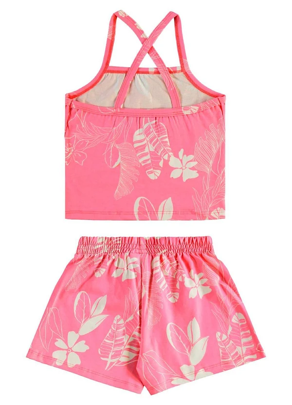 Bee Loop - Conjunto Floral Regata Cropped Short Rosa 2