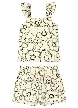 Malwee Kids - Conjunto Floral Texturizado Off White - MALWEE KIDS