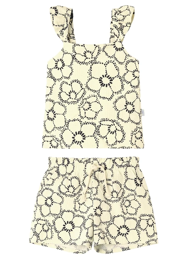 Malwee Kids - Conjunto Floral Texturizado Off White
