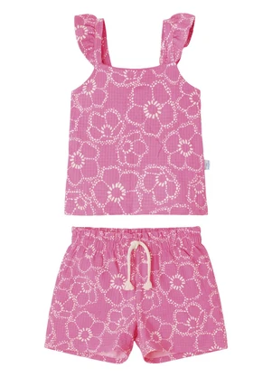 Malwee Kids - Conjunto Floral Texturizado Rosa  - MALWEE KIDS