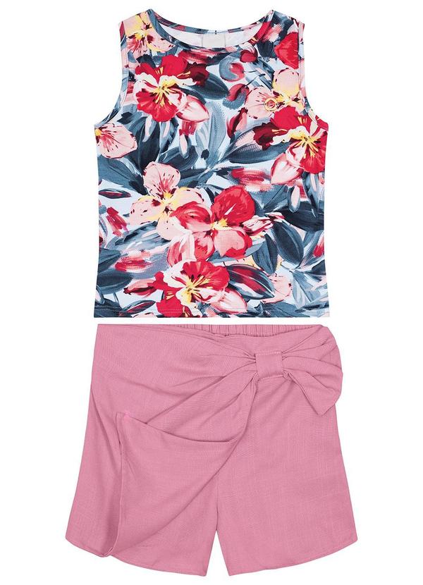 Carinhoso - Conjunto Floral Transpassado Menina Rosa