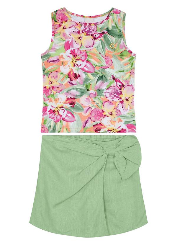 Carinhoso - Conjunto Floral Transpassado Menina Verde