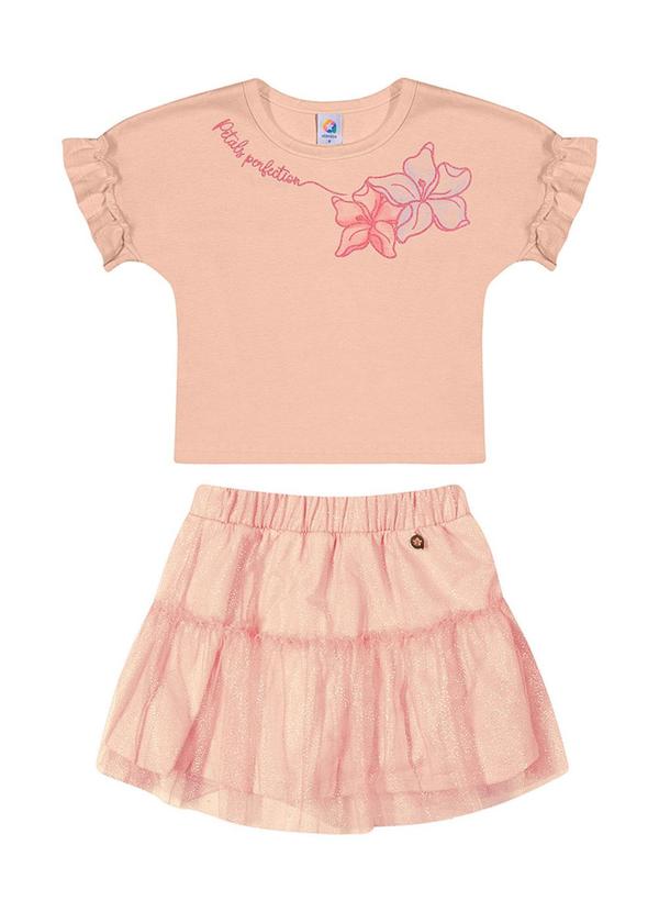Alenice - Conjunto Floral Tule Menina Rosa