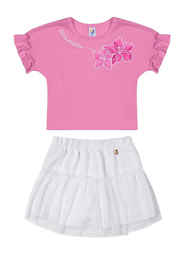 Alenice - Conjunto Floral Tule Menina Rosa 1