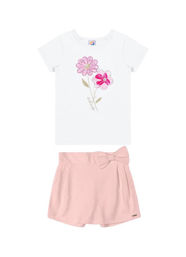 Alenice - Conjunto Flores com Laço Menina Branco