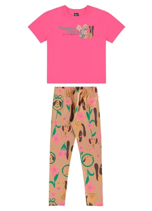 Bee Loop - Conjunto Flores & Focinhos Legging Rosa - BEE LOOP