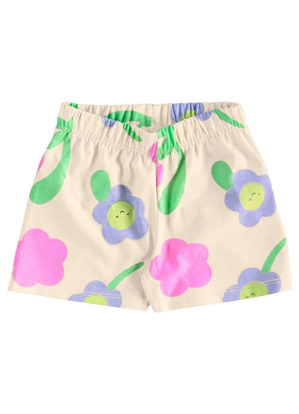 Bee Loop - Conjunto Florezinhas Blusa Short Bege 3