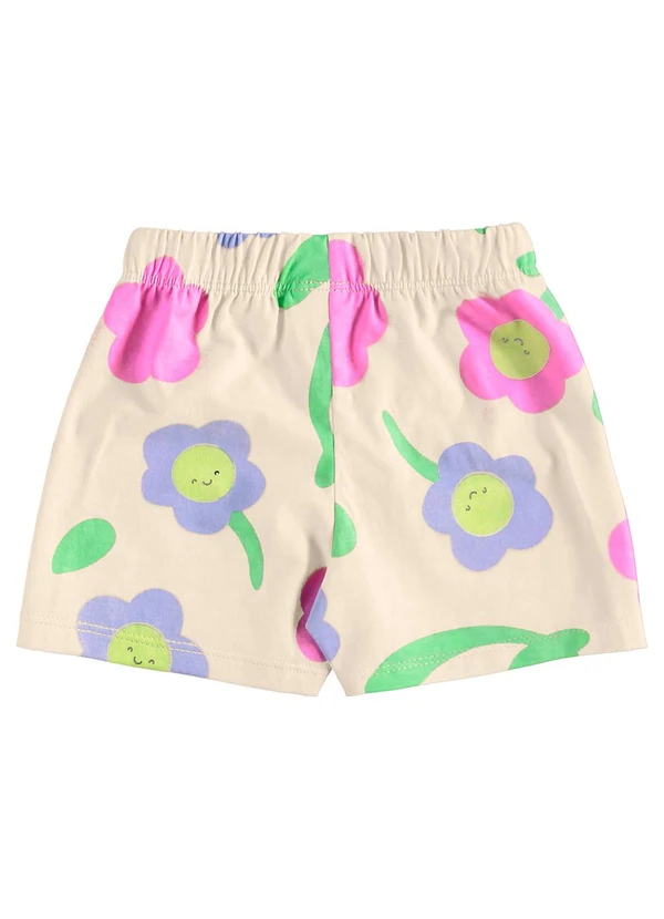 Bee Loop - Conjunto Florezinhas Blusa Short Bege 6