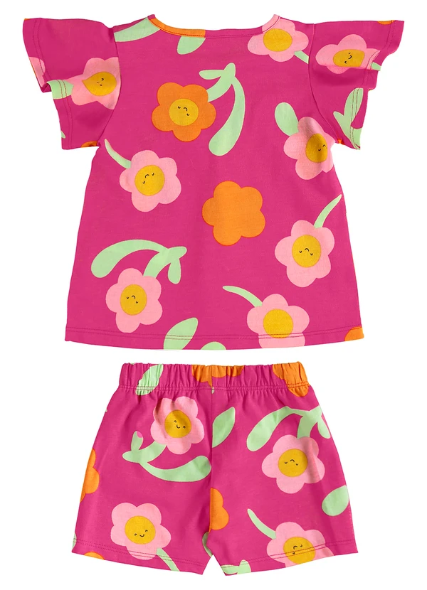 Bee Loop - Conjunto Florezinhas Blusa Short Rosa 2