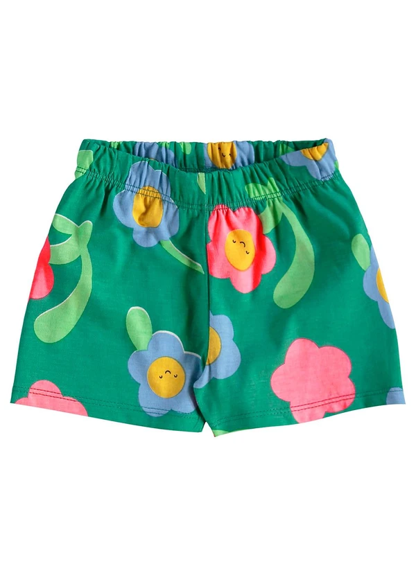 Bee Loop - Conjunto Florezinhas Blusa Short Verde 4