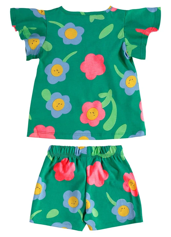 Bee Loop - Conjunto Florezinhas Blusa Short Verde 5