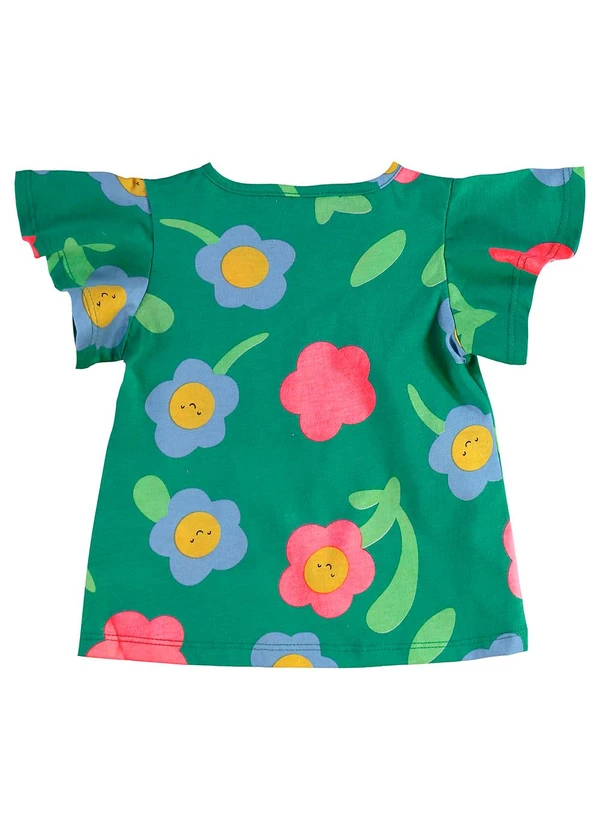 Bee Loop - Conjunto Florezinhas Blusa Short Verde 6