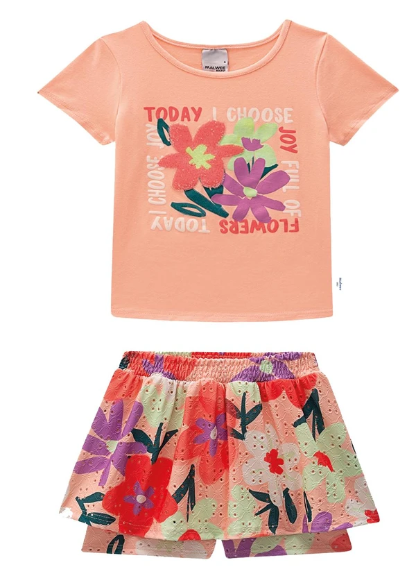 Malwee Kids - Conjunto Flowers Joy Coral