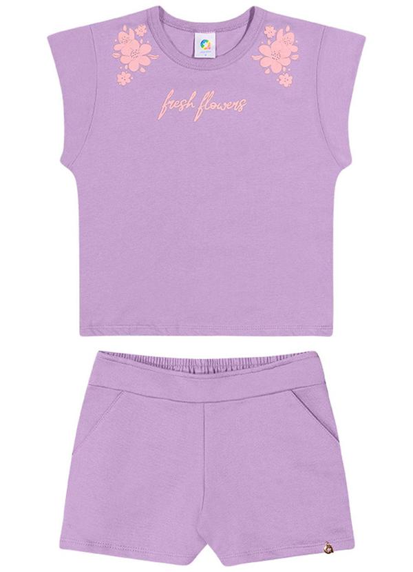 Alenice - Conjunto Fresh Flowers Menina Roxo