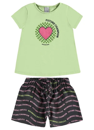 Malwee Kids - Conjunto Future Champion com Glitter Verde Claro - MALWEE KIDS