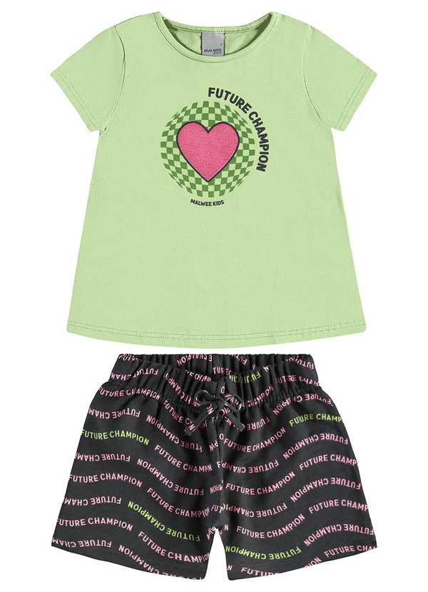 Malwee Kids - Conjunto Future Champion com Glitter Verde Claro