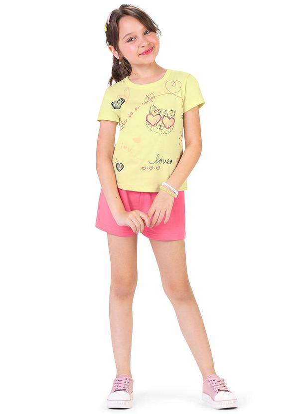 Alenice - Conjunto Gatinha Cute Menina Amarelo