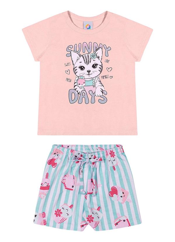 Alenice - Conjunto Gatinho Sorvete Menina Rosa  2